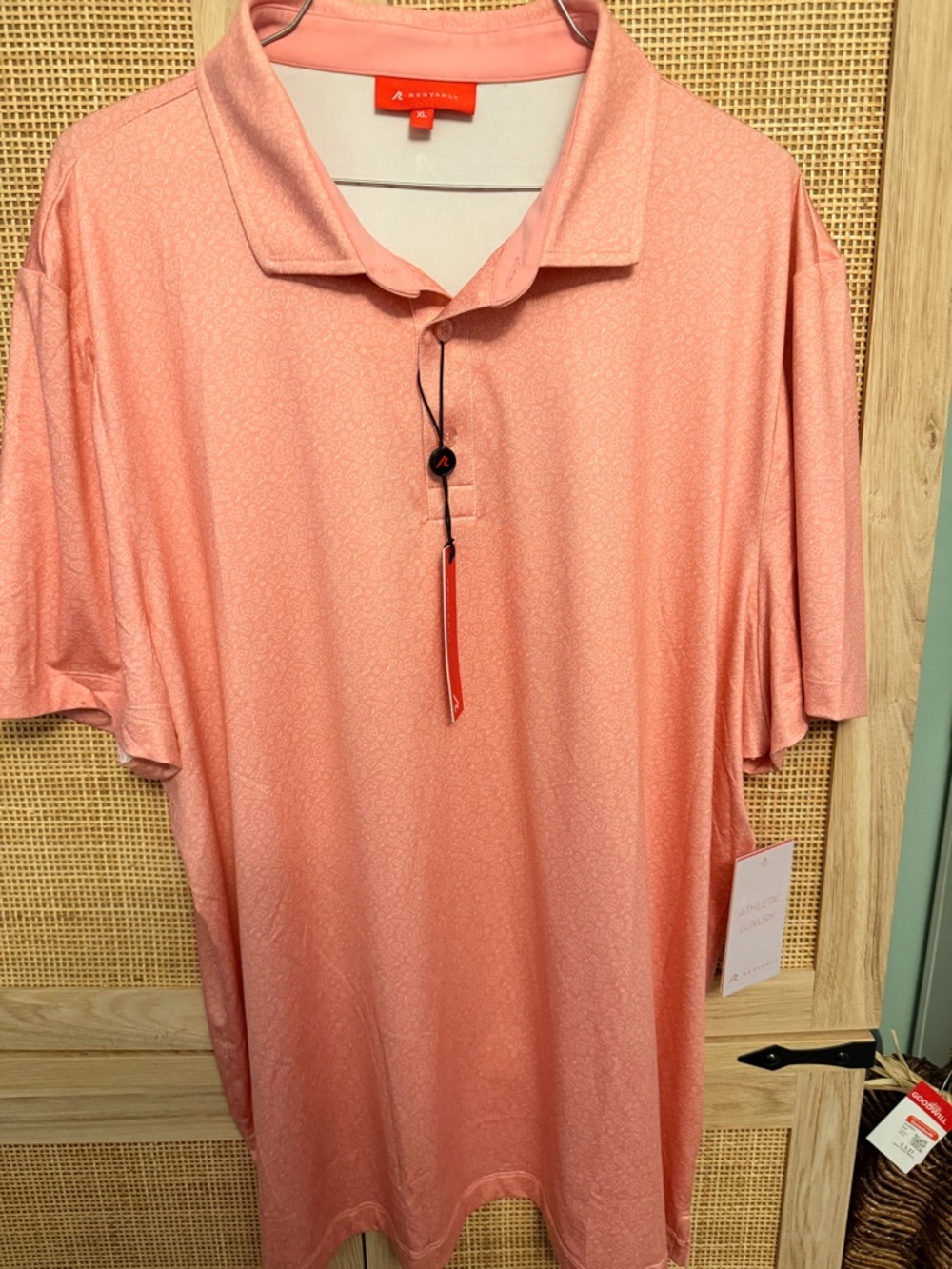 Redvanly NWT Men's Coral Short-Sleeve Performance Polo